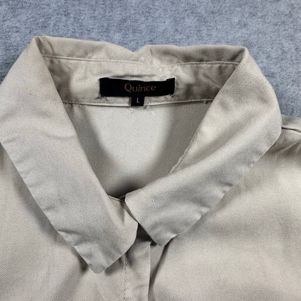 Quince Tencel Vintage Wash Camp Top Women Large Tan Ruffle Sleeve Casual - Picture 6 of 6